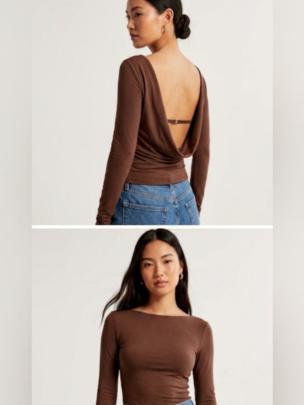 Abercrombie Chocolate Brown Womens M Bra-Free Cowl Back Top Going Out Date Night
